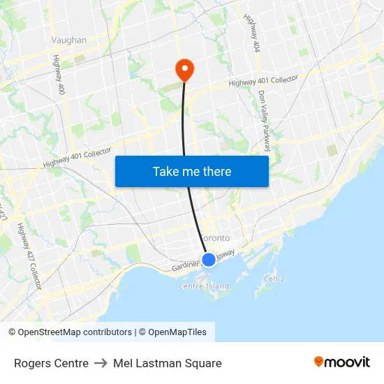 Rogers Centre to Mel Lastman Square map