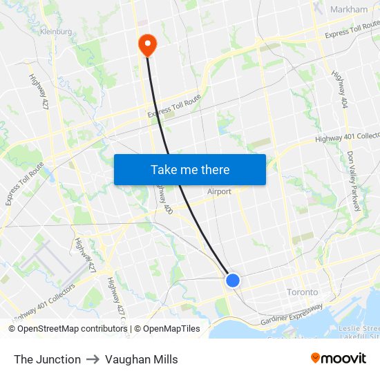 The Junction to Vaughan Mills map