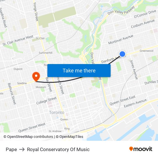 Pape to Royal Conservatory Of Music map