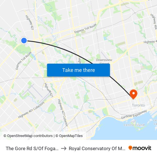 The Gore Rd S/Of Fogal Rd to Royal Conservatory Of Music map