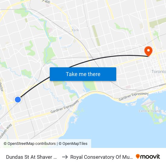 Dundas St At Shaver Ave to Royal Conservatory Of Music map