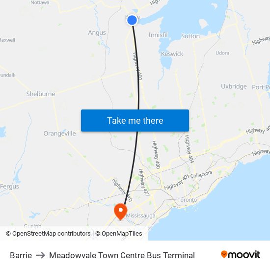Barrie to Barrie map