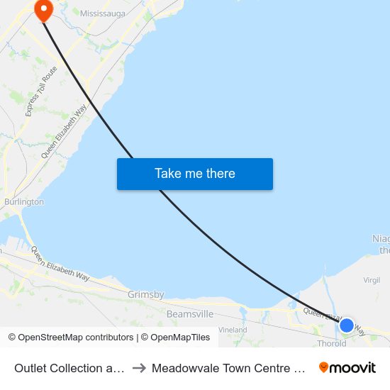 Outlet Collection at Niagara to Meadowvale Town Centre Bus Terminal map