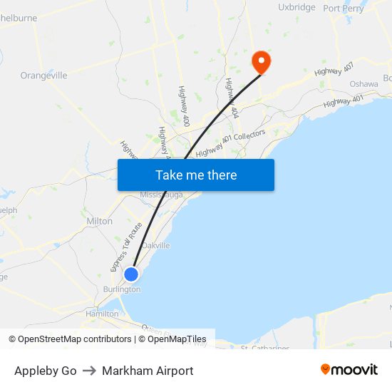 Appleby Go to Markham Airport map