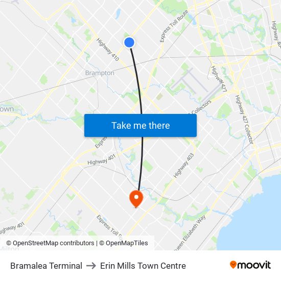 Bramalea Terminal to Erin Mills Town Centre map