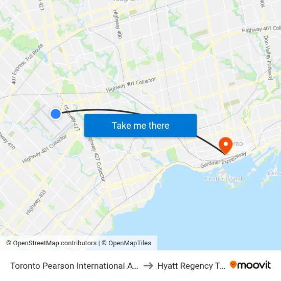 Toronto Pearson International Airport (Yyz) to Hyatt Regency Toronto map