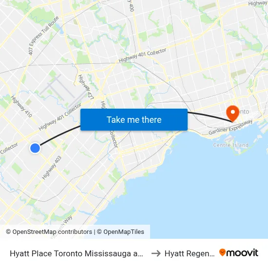 Hyatt Place Toronto Mississauga and Luxe Convention Centre to Hyatt Regency Toronto map