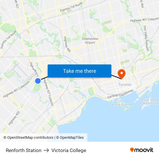 Renforth Station to Victoria College map