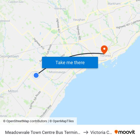 Meadowvale Town Centre Bus Terminal Platform H, I, J to Victoria College map