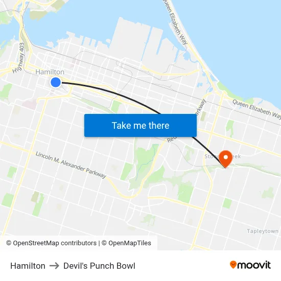 Hamilton to Devil's Punch Bowl map