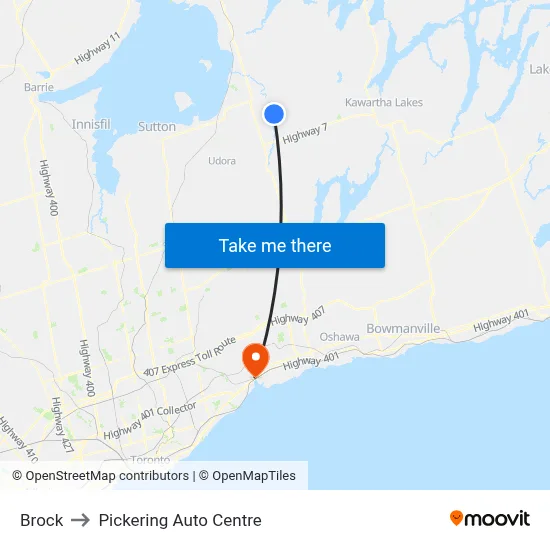 Brock to Pickering Auto Centre map