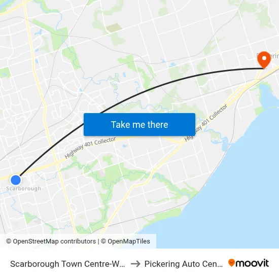 Scarborough Town Centre-West to Pickering Auto Centre map