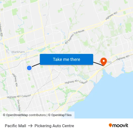 Pacific Mall to Pickering Auto Centre map