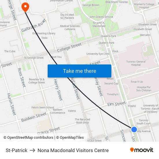 St-Patrick to Nona Macdonald Visitors Centre map