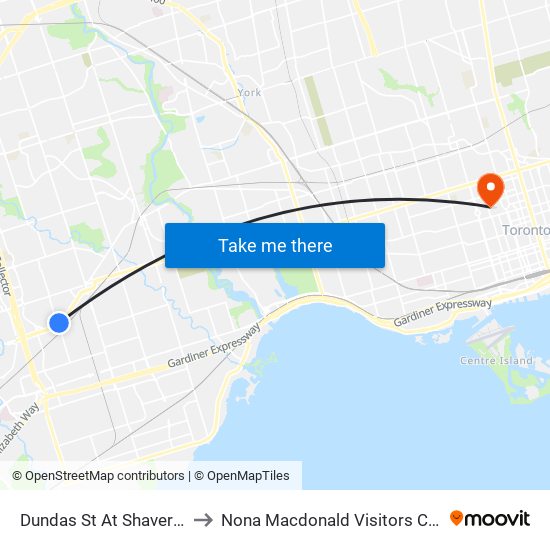 Dundas St At Shaver Ave to Nona Macdonald Visitors Centre map