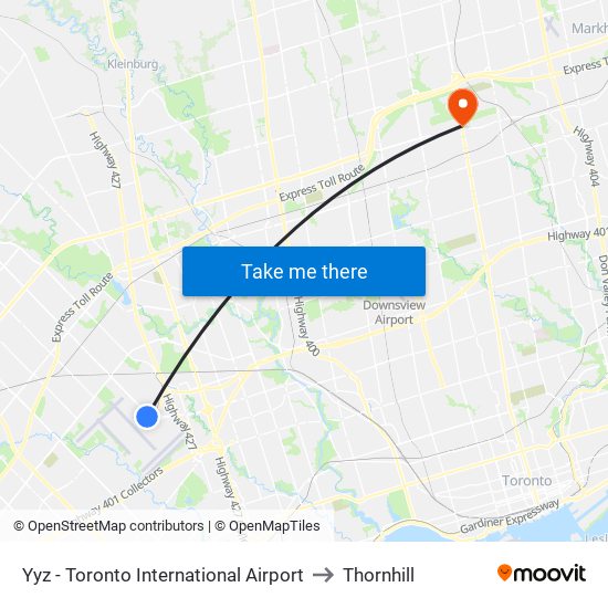 Yyz - Toronto International Airport to Thornhill map