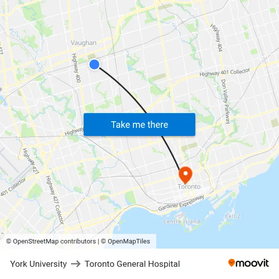 York University to Toronto General Hospital map