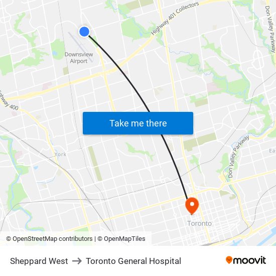 Sheppard West to Toronto General Hospital map