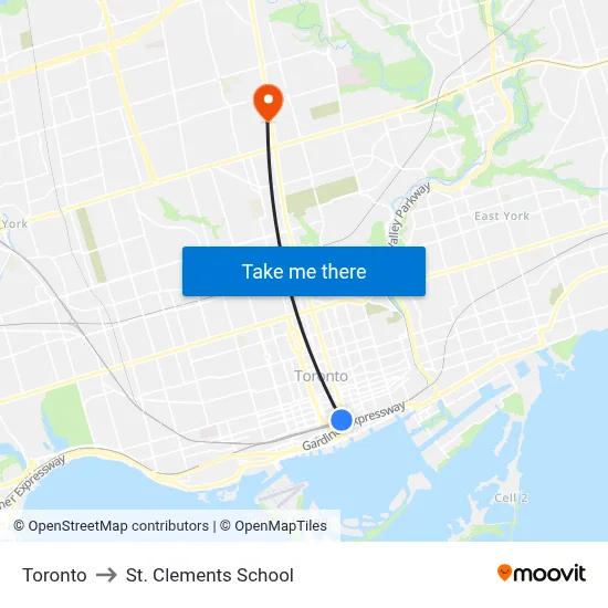 Toronto to St. Clements School map