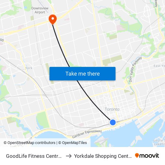 GoodLife Fitness Centres to Yorkdale Shopping Centre map