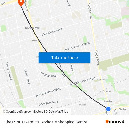 The Pilot Tavern to Yorkdale Shopping Centre map