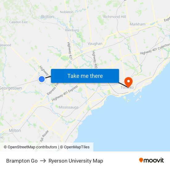 Brampton Go to Ryerson University Map map