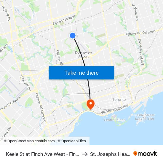 Keele St at Finch Ave West - Finch West Station to St. Joseph's Health Centre map