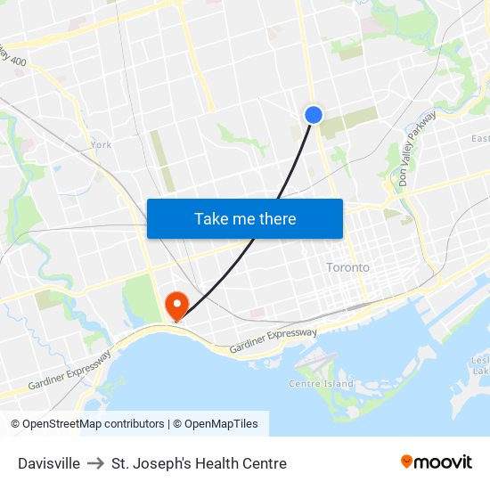 Davisville to St. Joseph's Health Centre map