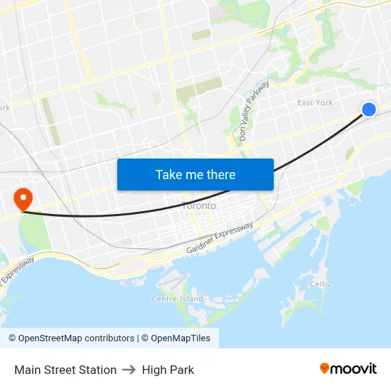 Main Street Station to High Park map