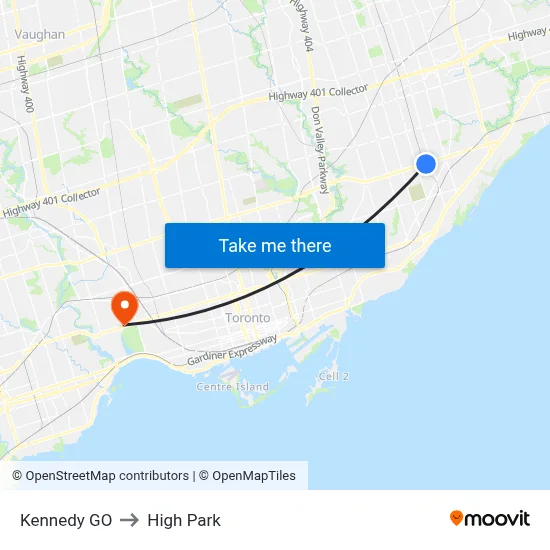 Kennedy GO to High Park map
