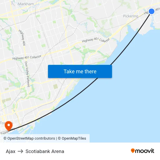 Ajax to Scotiabank Arena map