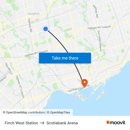 Finch West Station to Scotiabank Arena map