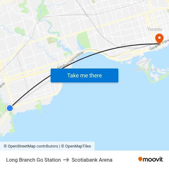 Long Branch Go Station to Scotiabank Arena map