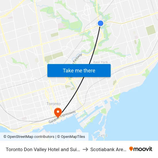Toronto Don Valley Hotel and Suites to Scotiabank Arena map