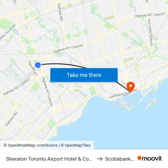 Sheraton Toronto Airport Hotel & Conference Centre to Scotiabank Arena map