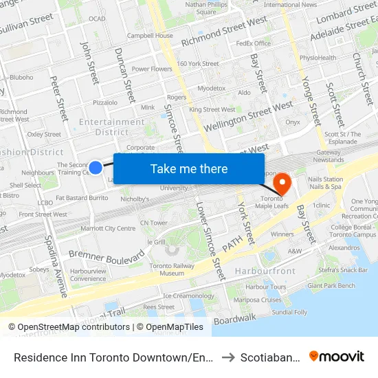 Residence Inn Toronto Downtown/Entertainment District to Scotiabank Arena map