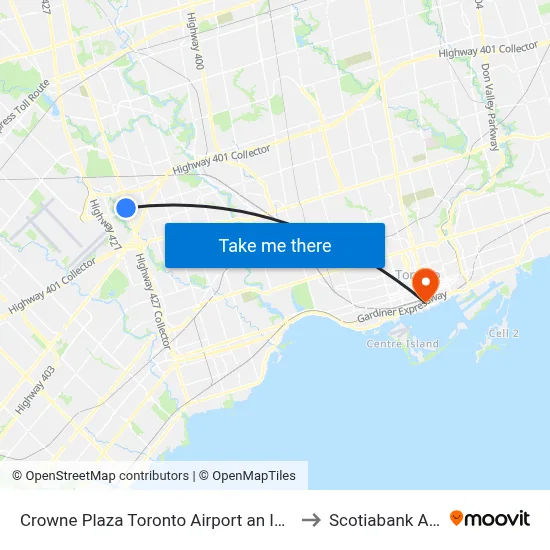 Crowne Plaza Toronto Airport an IHG Hotel to Scotiabank Arena map