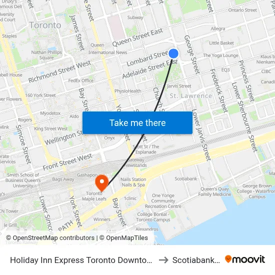 Holiday Inn Express Toronto Downtown an IHG Hotel to Scotiabank Arena map