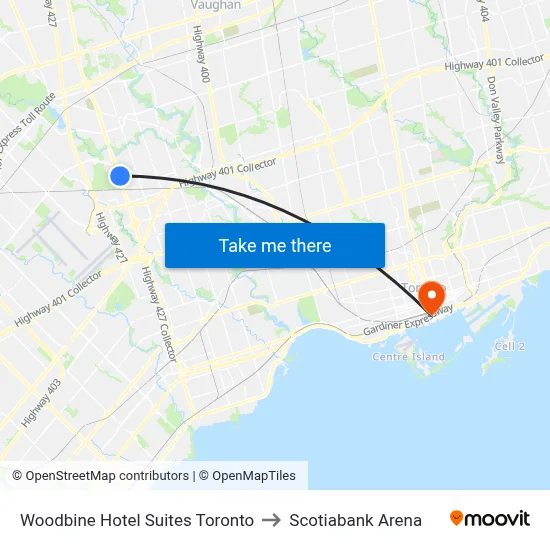 Woodbine Hotel Suites Toronto to Scotiabank Arena map