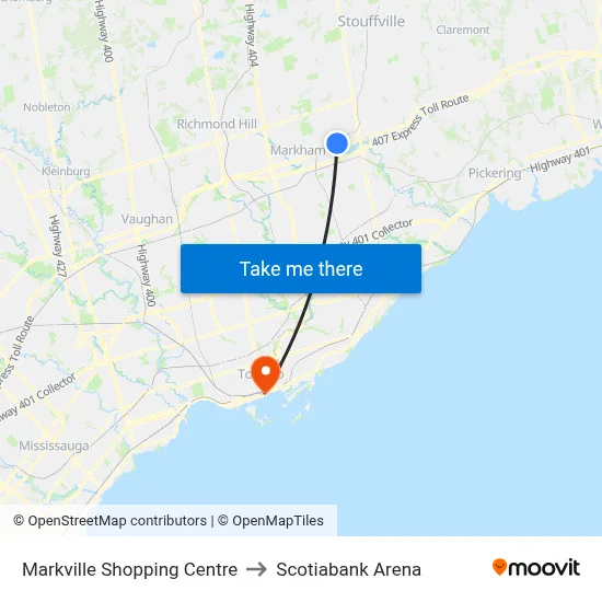Markville Shopping Centre to Scotiabank Arena map