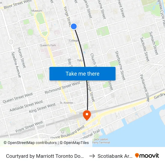 Courtyard by Marriott Toronto Downtown to Scotiabank Arena map