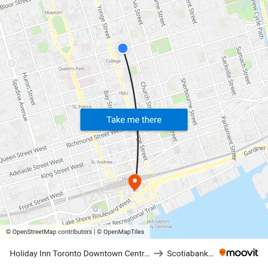 Holiday Inn Toronto Downtown Centre an IHG Hotel to Scotiabank Arena map