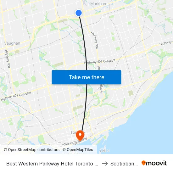 Best Western Parkway Hotel Toronto North Richmond Hill to Scotiabank Arena map