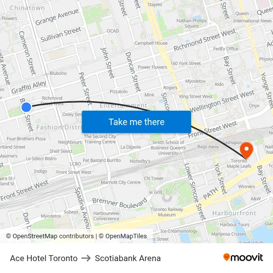 Ace Hotel Toronto to Scotiabank Arena map