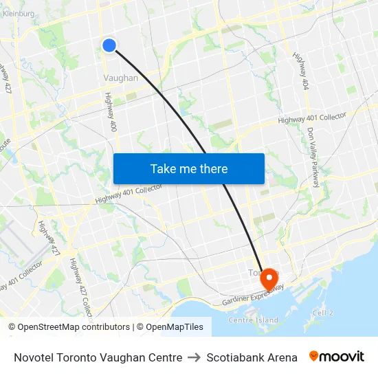 Novotel Toronto Vaughan Centre to Scotiabank Arena map