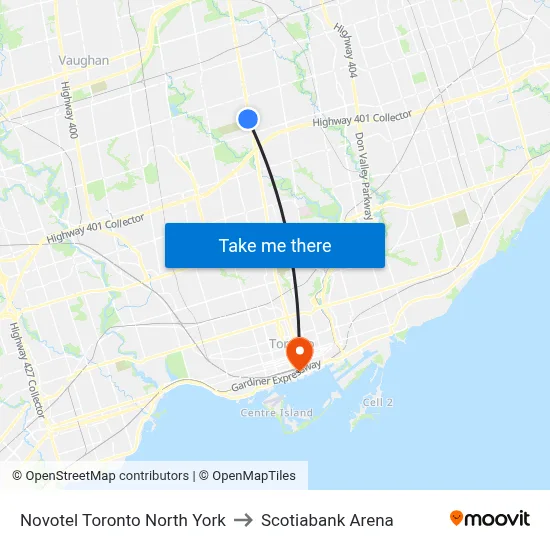 Novotel Toronto North York to Scotiabank Arena map