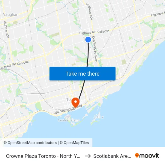 Crowne Plaza Toronto - North York to Scotiabank Arena map