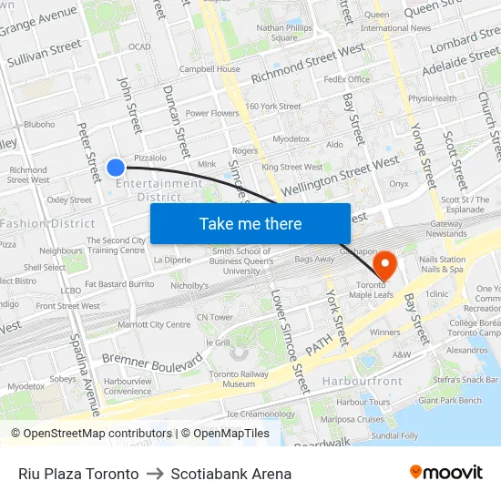 Riu Plaza Toronto to Scotiabank Arena map