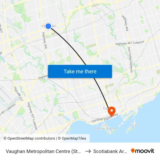 Vaughan Metropolitan Centre (Station) to Scotiabank Arena map