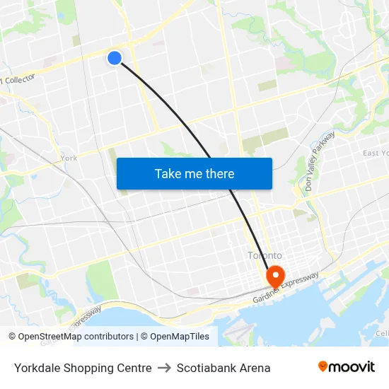 Yorkdale Shopping Centre to Scotiabank Arena map